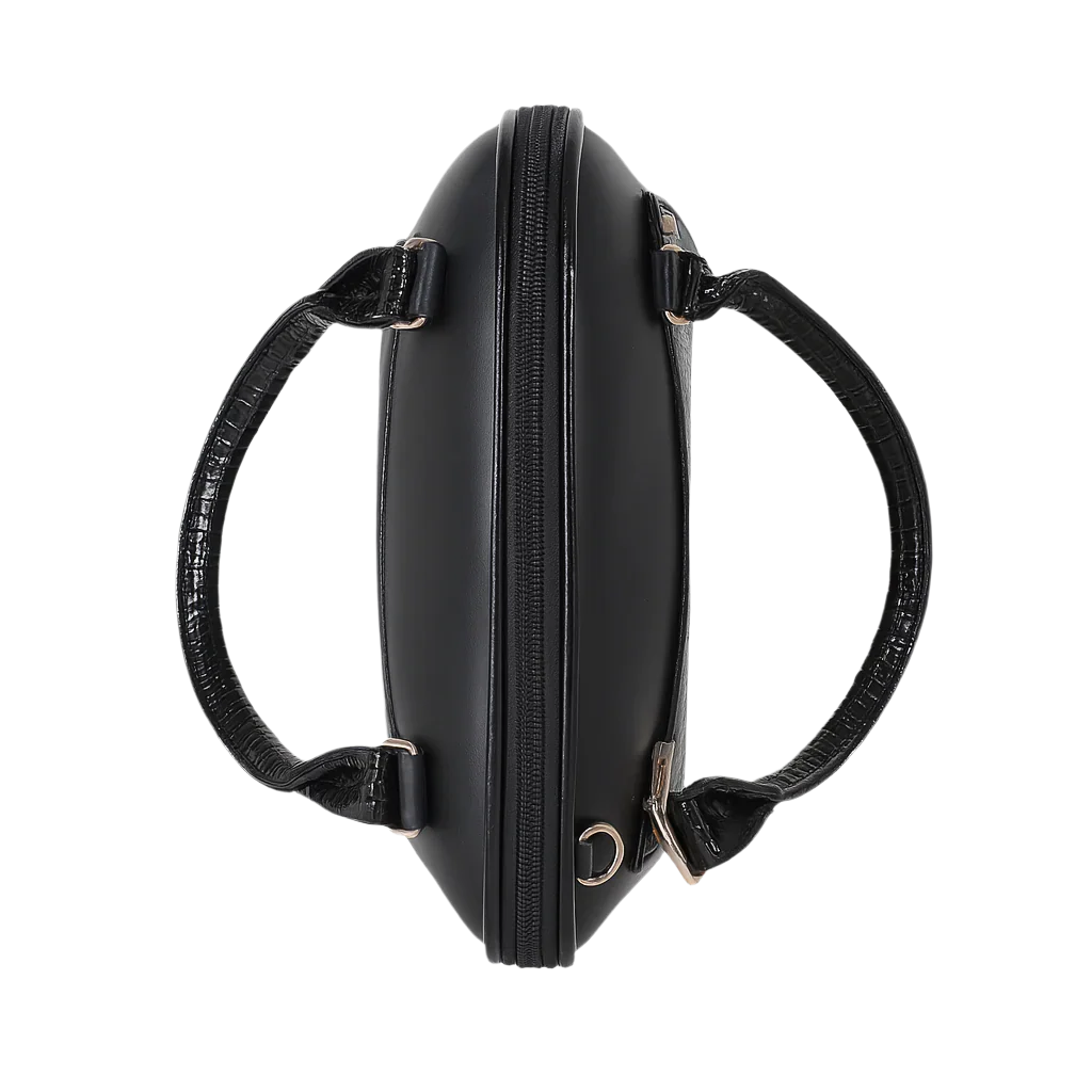 Black leather handbag