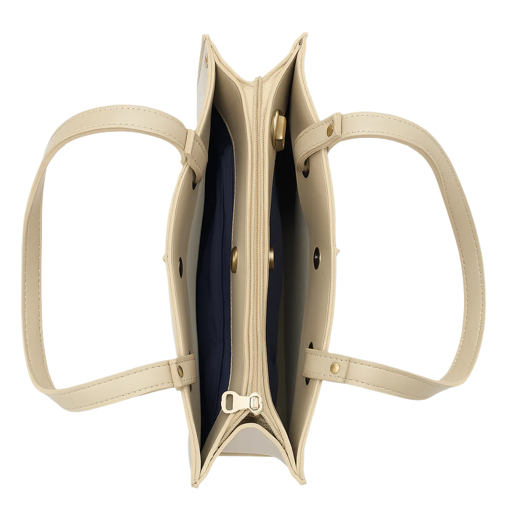 Beige leather shoulder bag