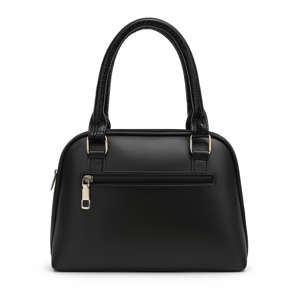 Black leather handbag