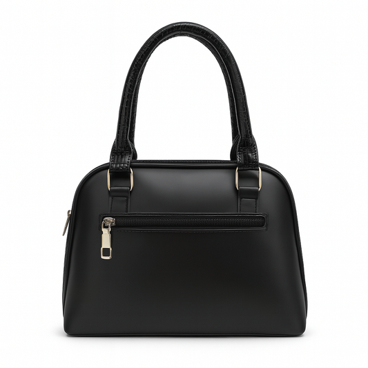 Black leather handbag