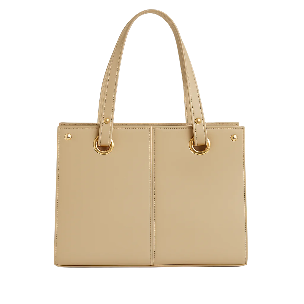 Beige leather shoulder bag