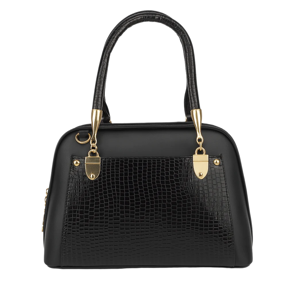 Black leather handbag